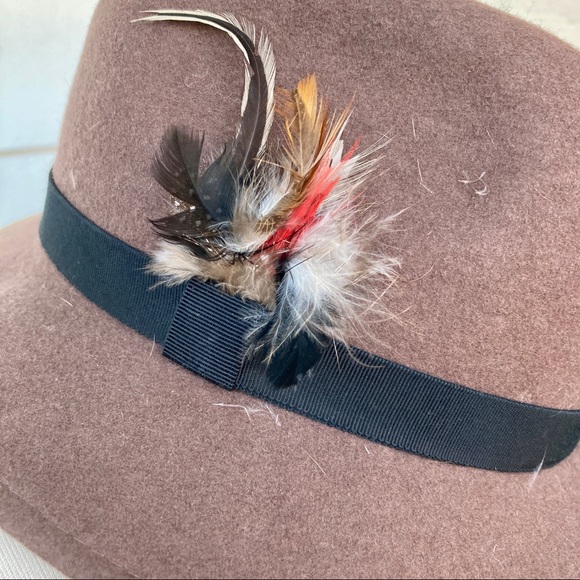 Vintage 60s Bollman hat company felt 100% wool brown feather fedora cap mad men - Picture 4 of 6